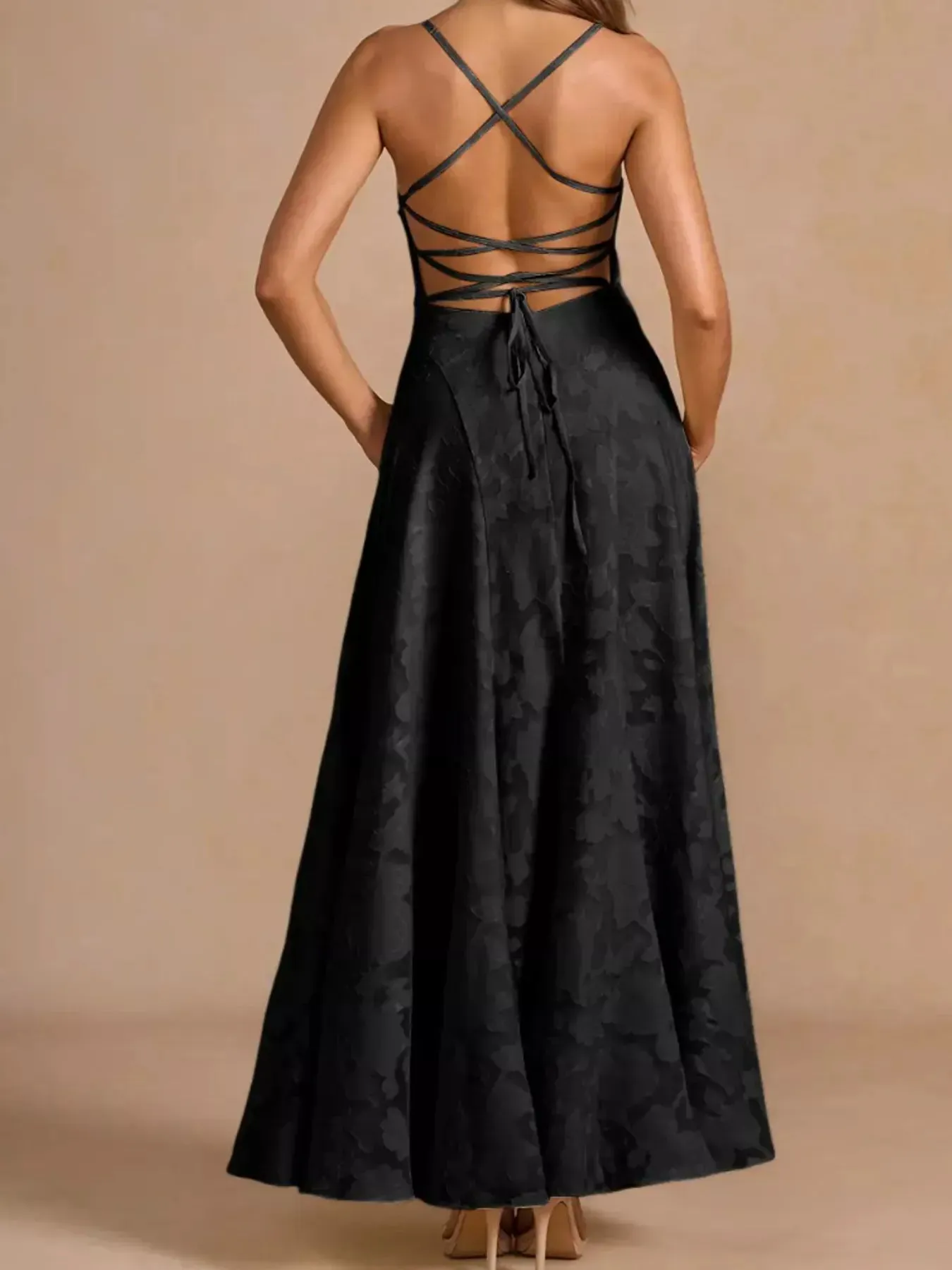 Lace Up Back Spaghetti Strap Maxi Dress sold by Charming Charlie product image thumbnail 4
