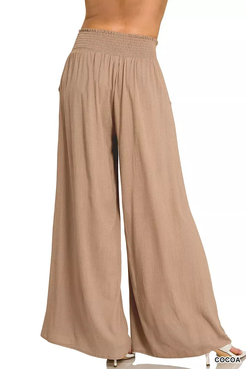 Zenana Smocked Waistband Wide Leg Lounge Pants sold by Charming Charlie product image thumbnail 2