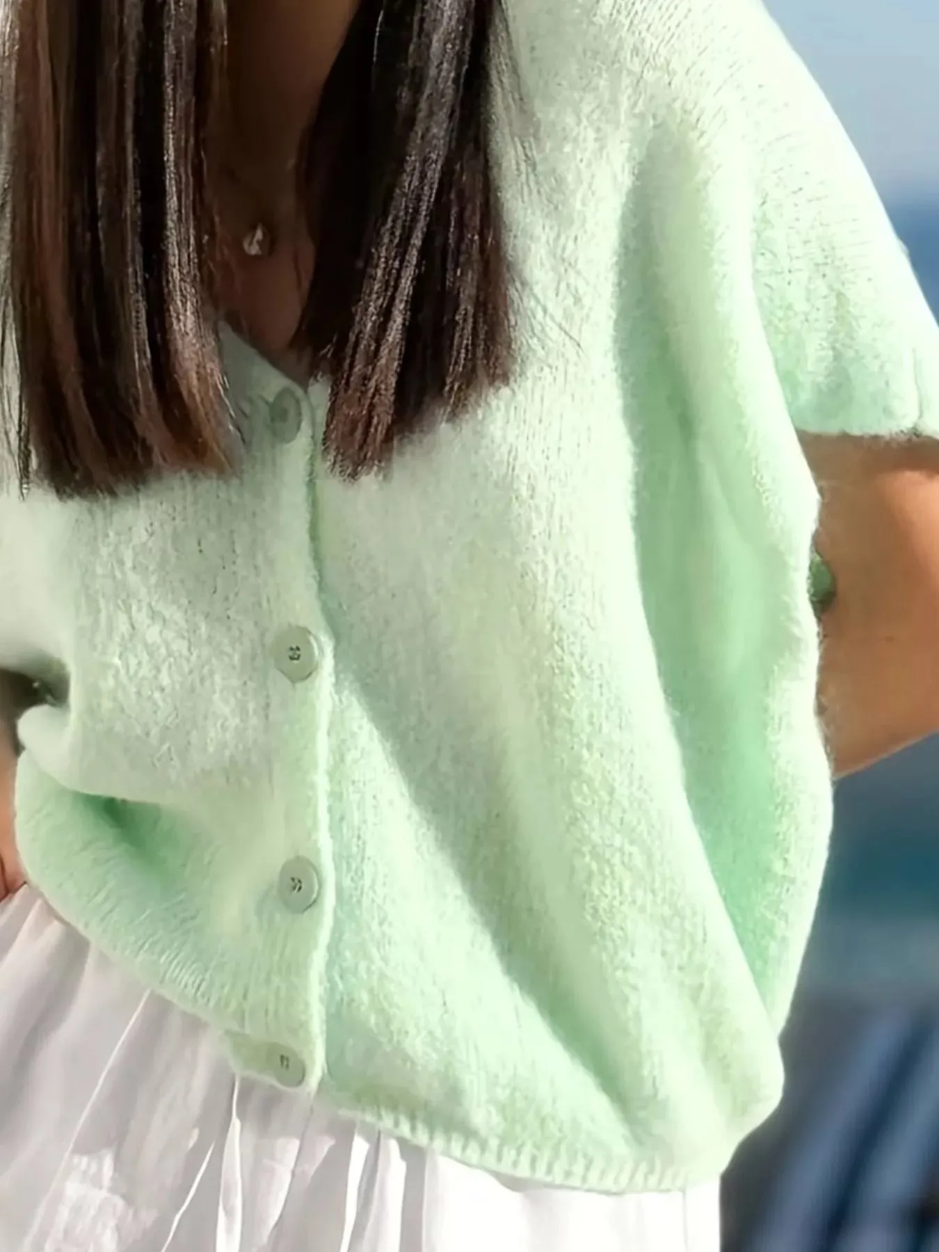 Button Up Short Sleeve Cardigan sold by Charming Charlie product image thumbnail 3