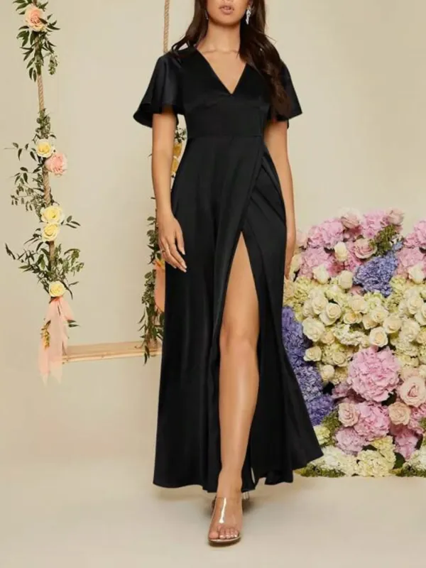 Flutter Sleeve Slit Maxi Dress sold by Charming Charlie