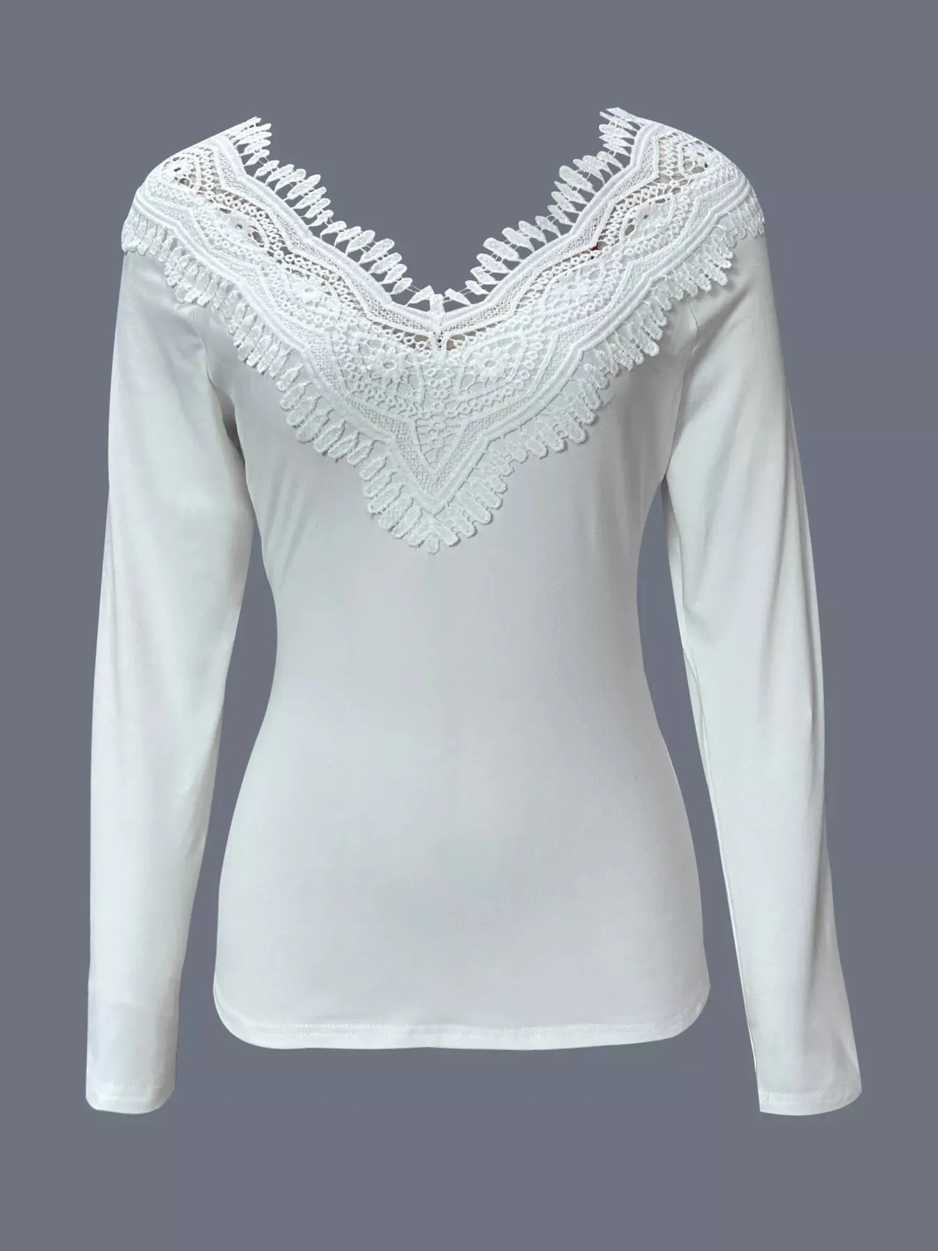 Lace Trim Long Sleeve T-Shirt sold by Charming Charlie product image thumbnail 4