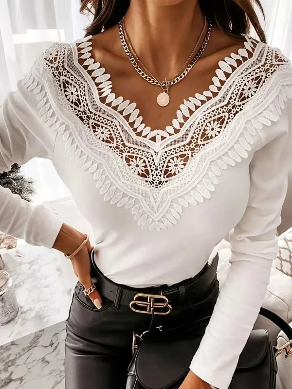 Lace Trim Long Sleeve T-Shirt sold by Charming Charlie