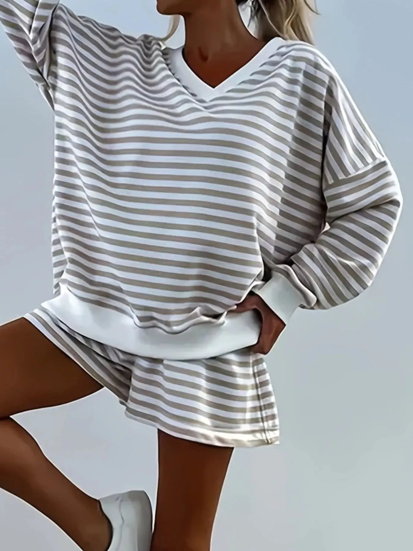 Striped V-Neck Top and Shorts Set sold by Charming Charlie product image thumbnail 4