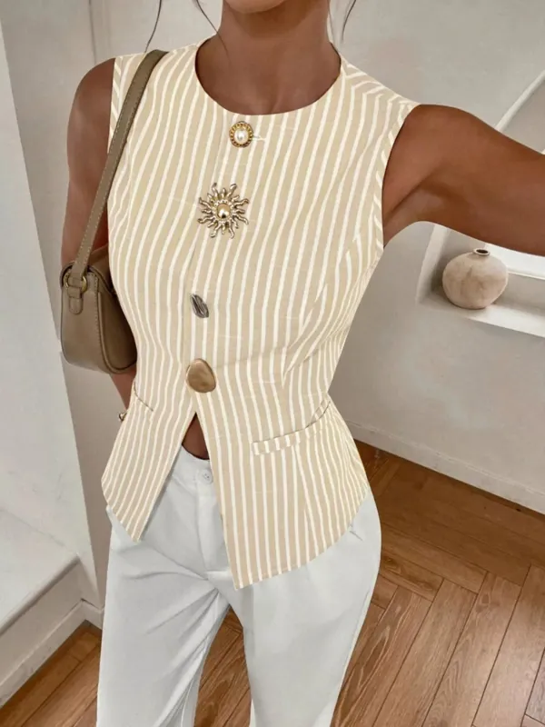 Striped Button-Down Vest sold by Charming Charlie