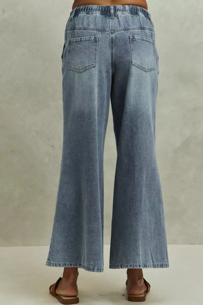 SO ME Mid Rise Elastic Waist Flare Denim Jeans sold by Charming Charlie product image thumbnail 3