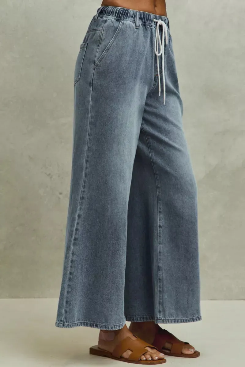 SO ME Mid Rise Elastic Waist Flare Denim Jeans sold by Charming Charlie product image thumbnail 2