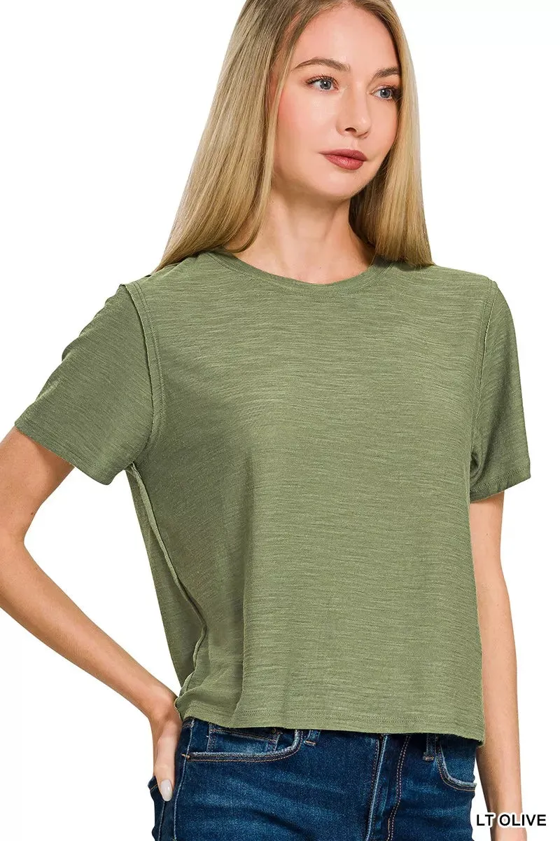 Zenana Slub Short Sleeve Tee sold by Charming Charlie