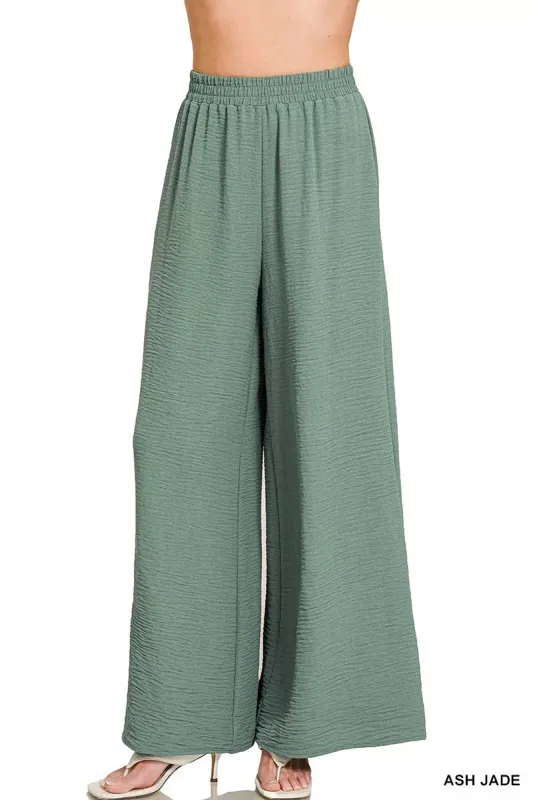 Zenana Woven Airflow Elastic Waistband Pants sold by Charming Charlie