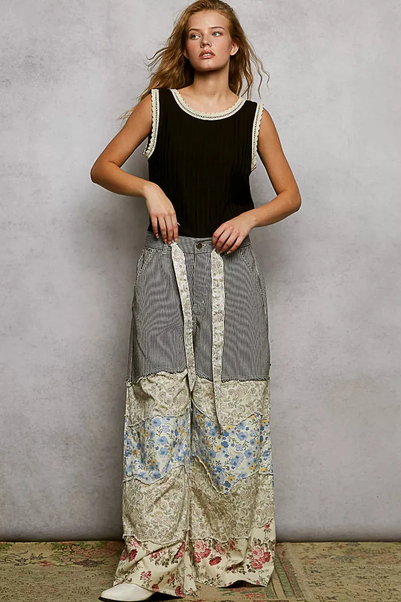 POL Ribbed Round Neck Tank with Lace Trim sold by Charming Charlie product image thumbnail 5