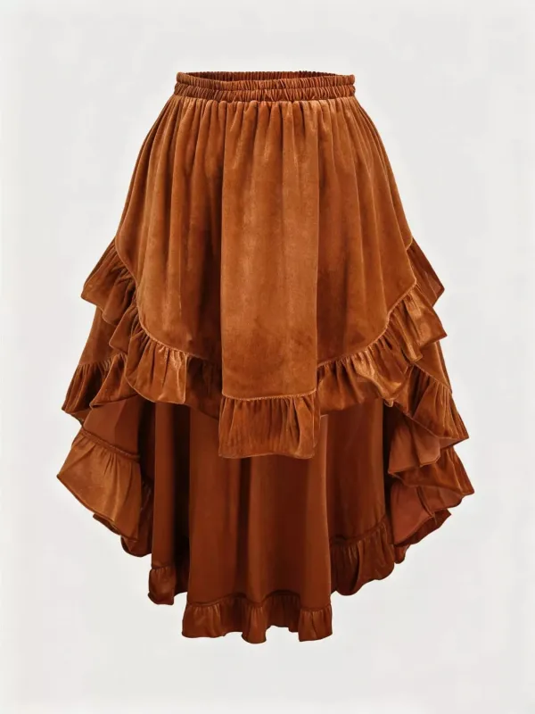 Plus Size Ruffled Velvet Elastic Waist Skirt sold by Charming Charlie