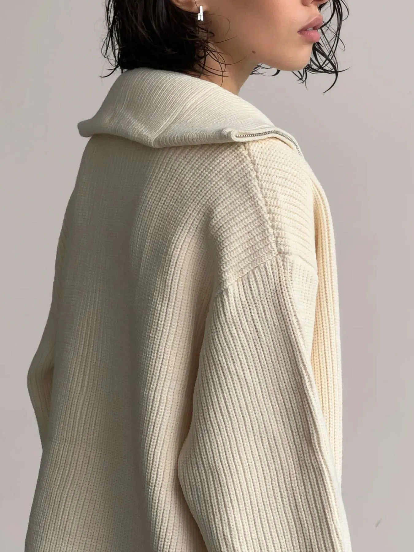 Zip-Up Ribbed Knit Cardigan sold by Charming Charlie product image thumbnail 4