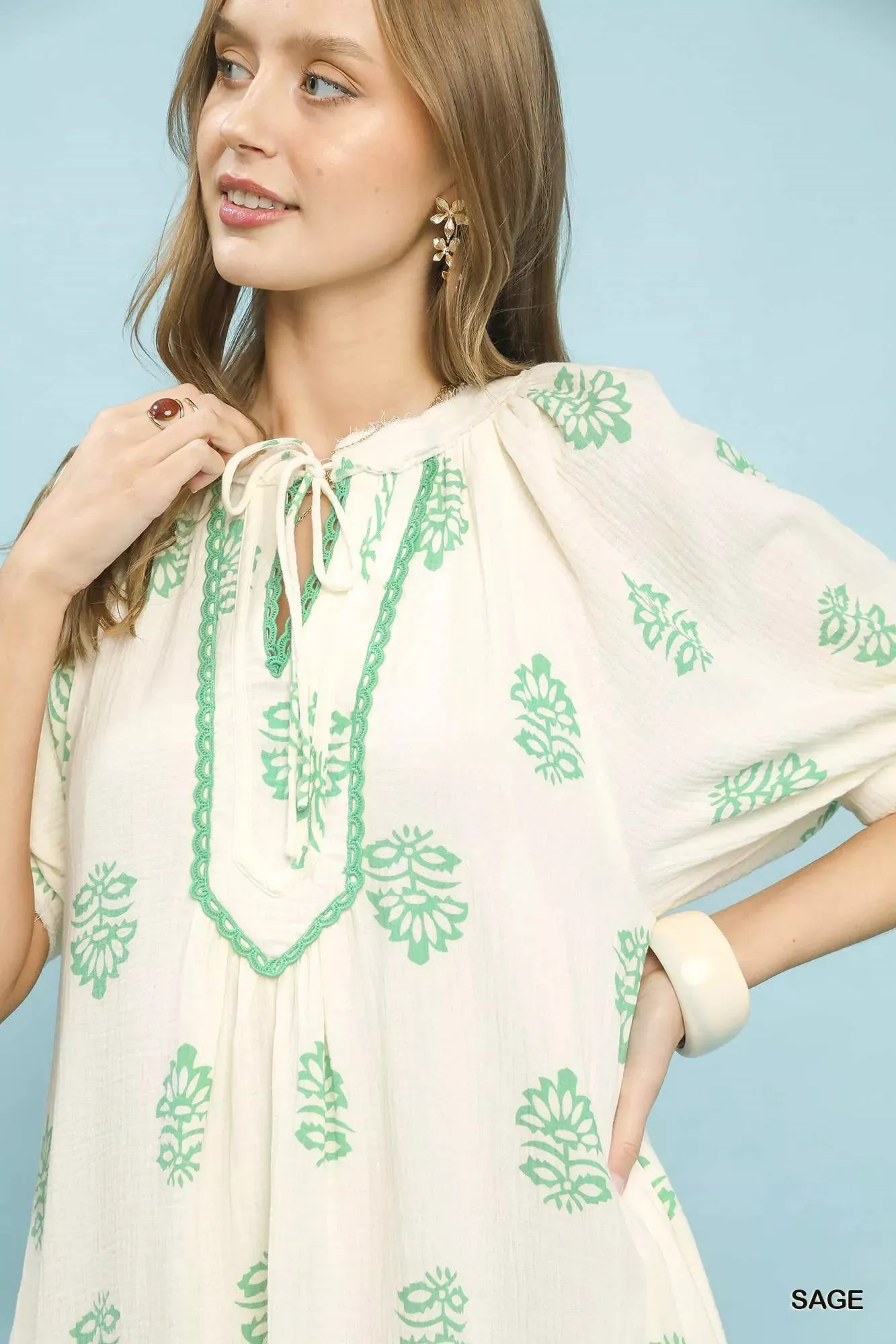 Umgee Printed Cotton Gauze Midi Dress sold by Charming Charlie product image thumbnail 4