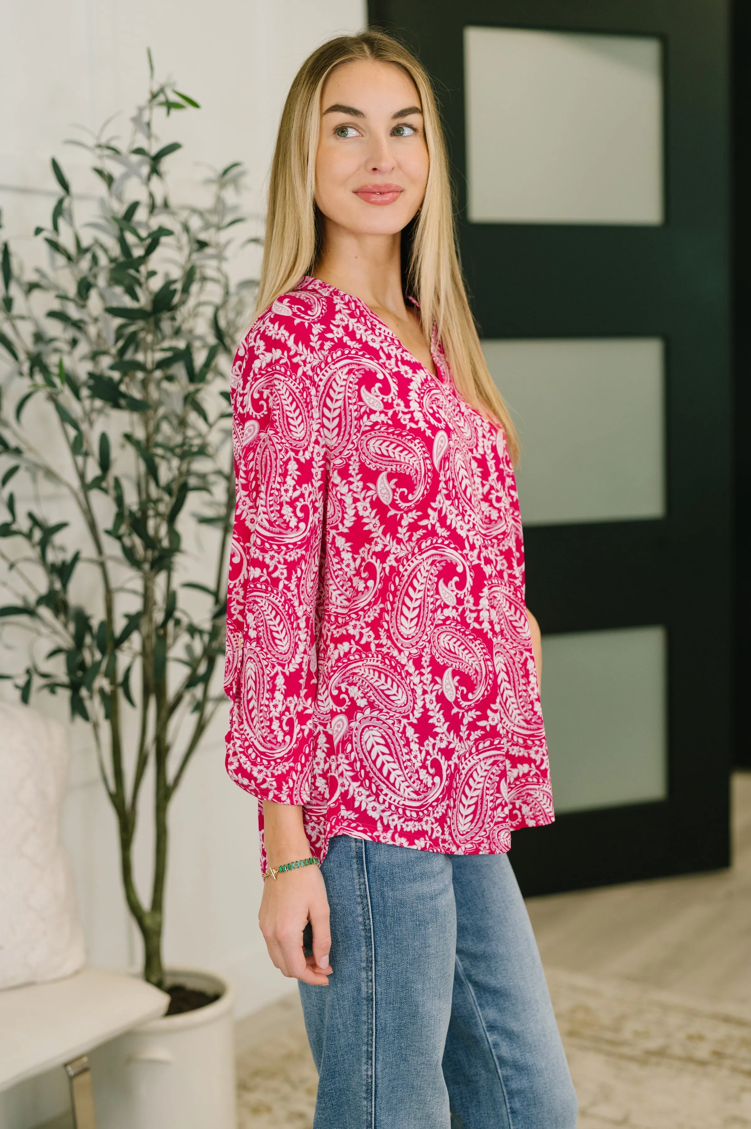 Lizzy Top in Pink Paisley sold by Charming Charlie product image thumbnail 4