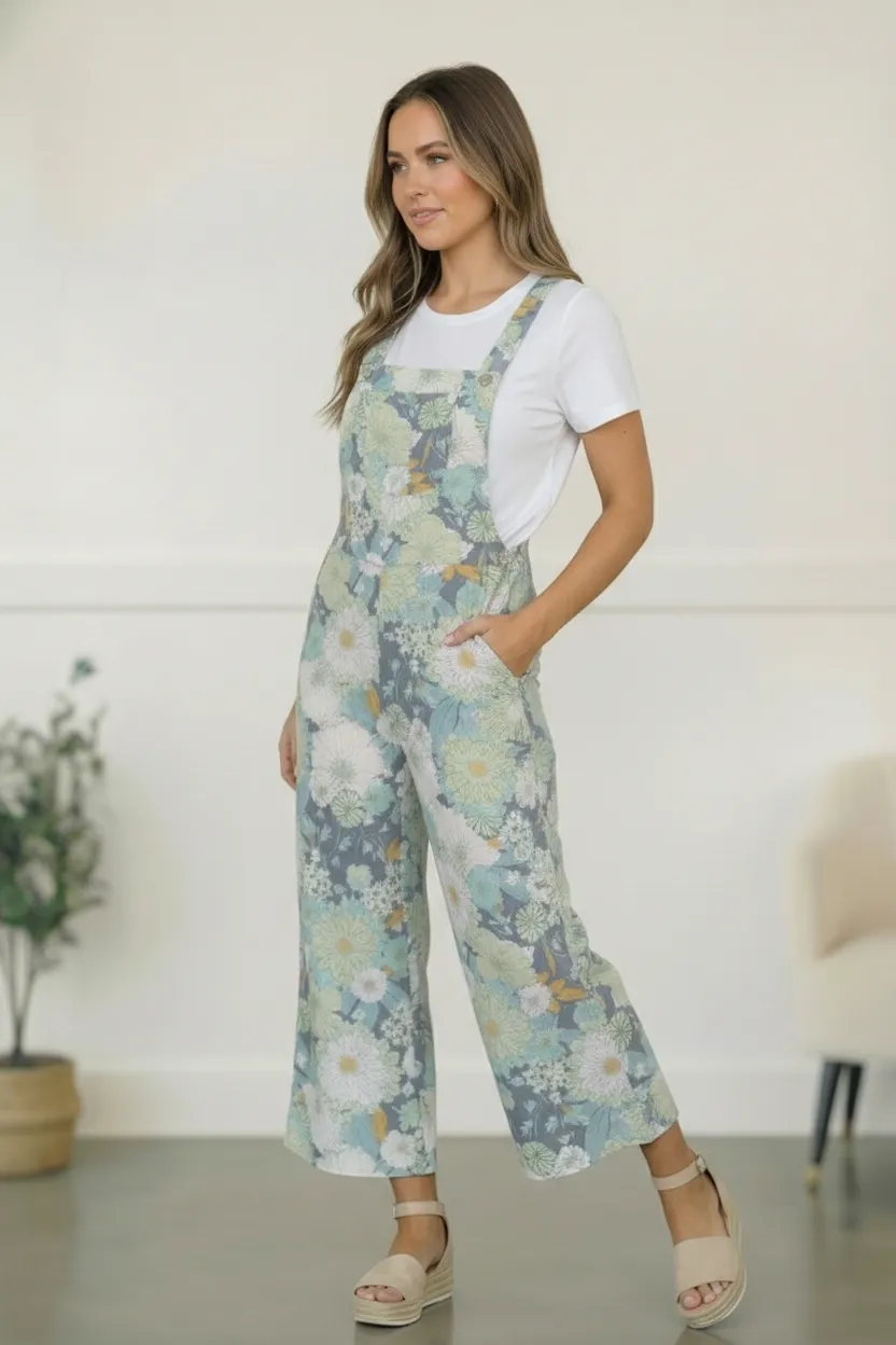 Groovy Garden Sage Floral Overalls sold by Charming Charlie product image thumbnail 2