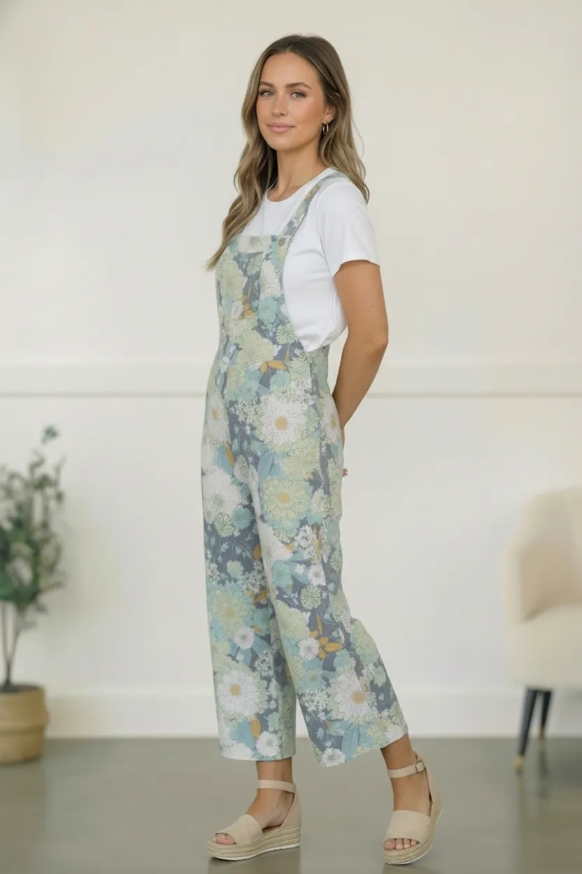Groovy Garden Sage Floral Overalls sold by Charming Charlie product image thumbnail 4