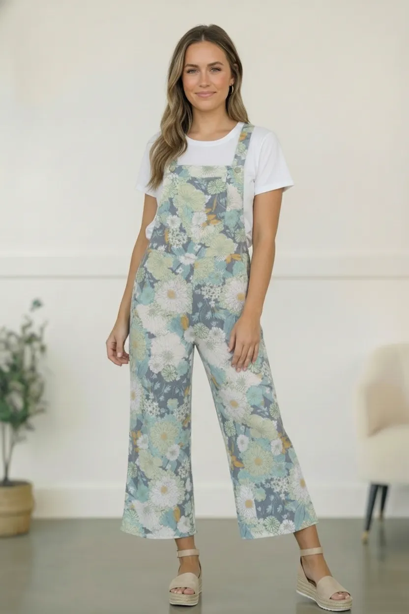 Groovy Garden Sage Floral Overalls sold by Charming Charlie product image thumbnail 3