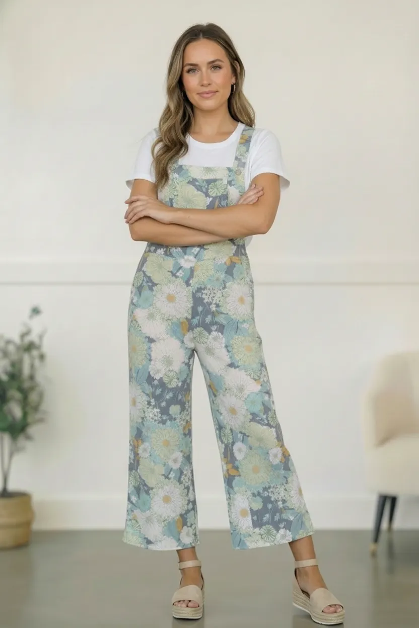 Groovy Garden Sage Floral Overalls sold by Charming Charlie product image thumbnail 5