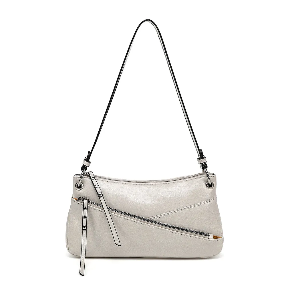 Asymmetric Front Zip Crossbody sold by Charming Charlie