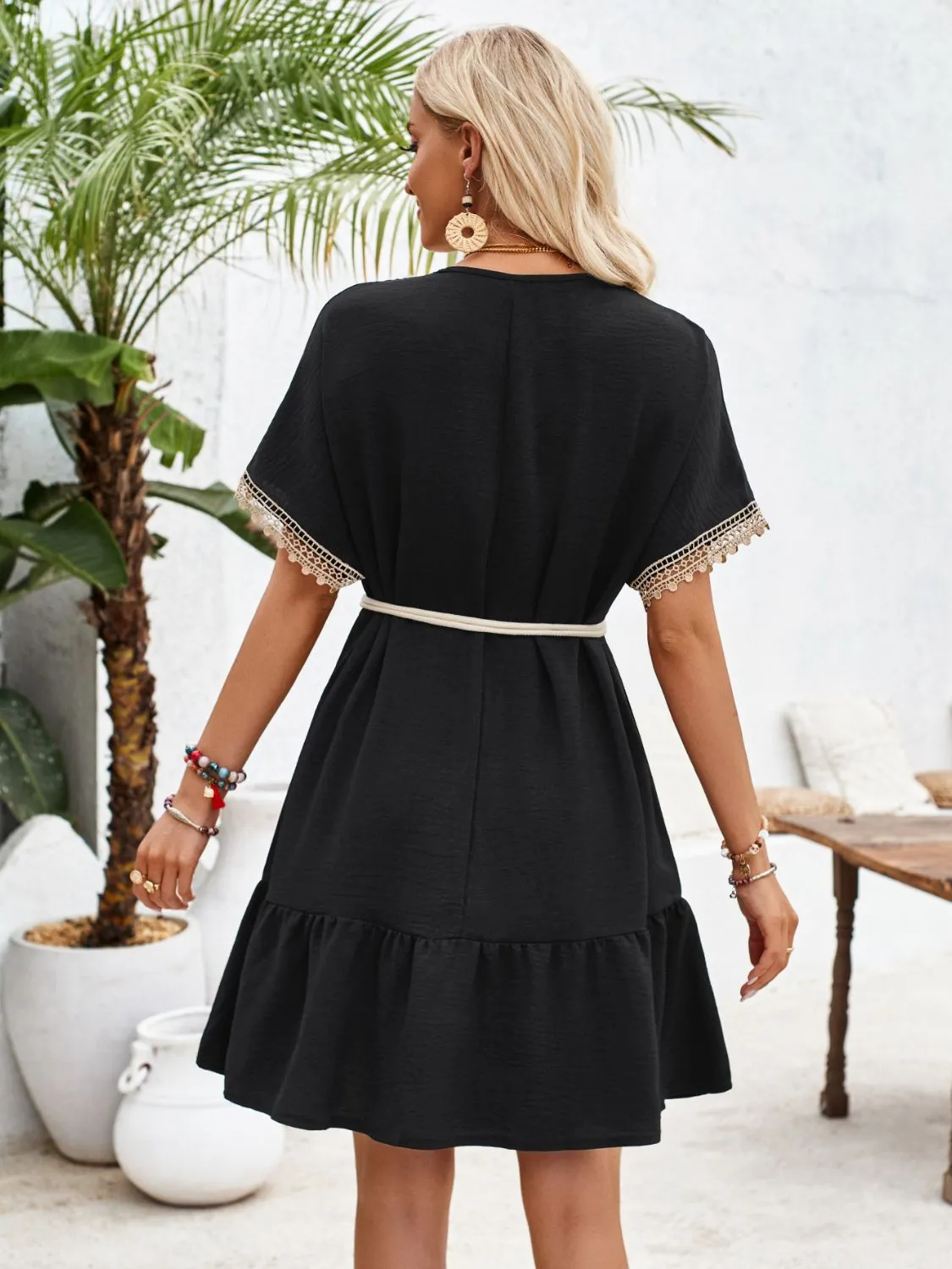 Ruffled V-Neck Half Sleeve Mini Dress sold by Charming Charlie product image thumbnail 2