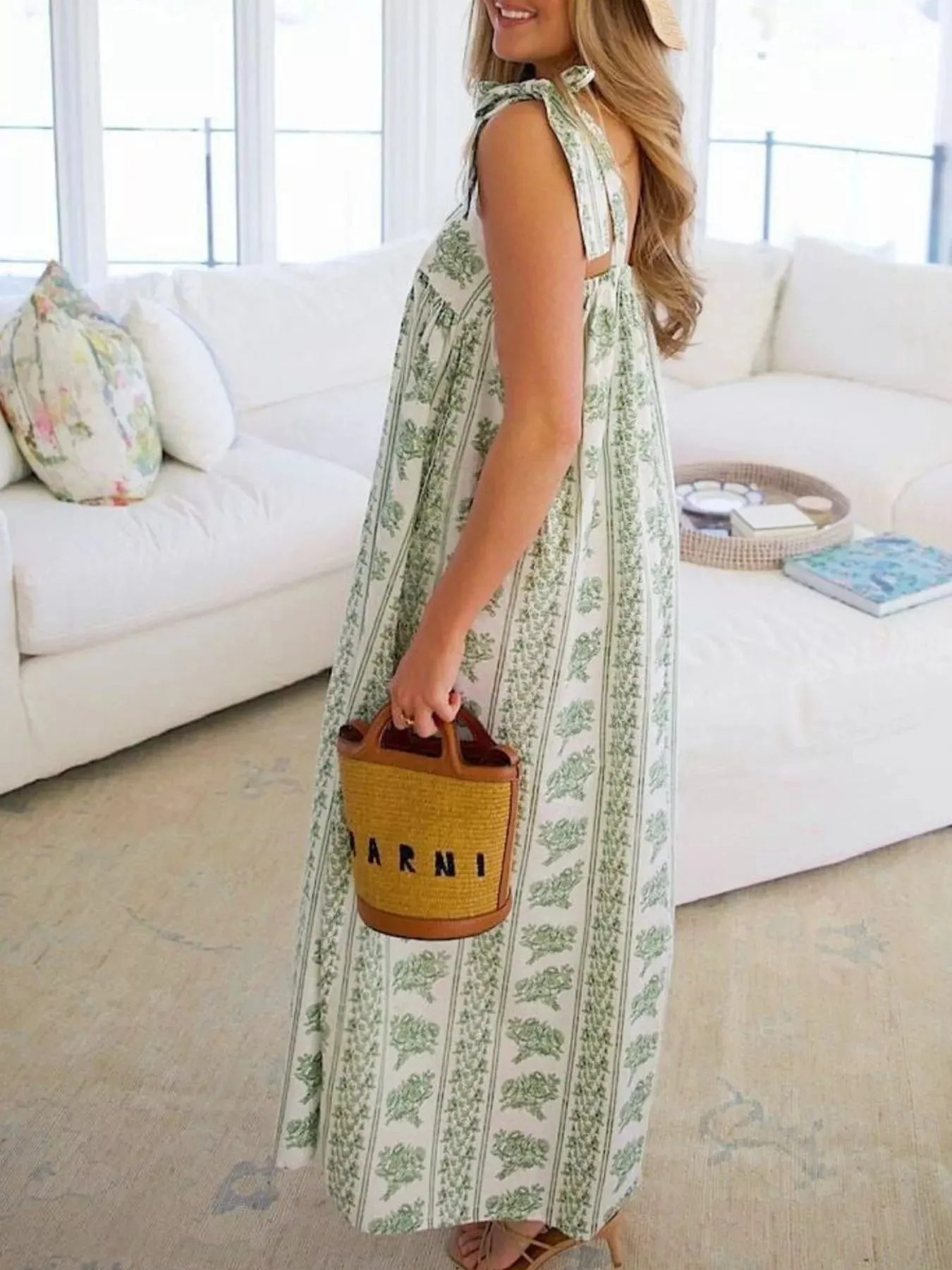 Elegant Floral Print Tie-Shoulder Dress sold by Charming Charlie product image thumbnail 3