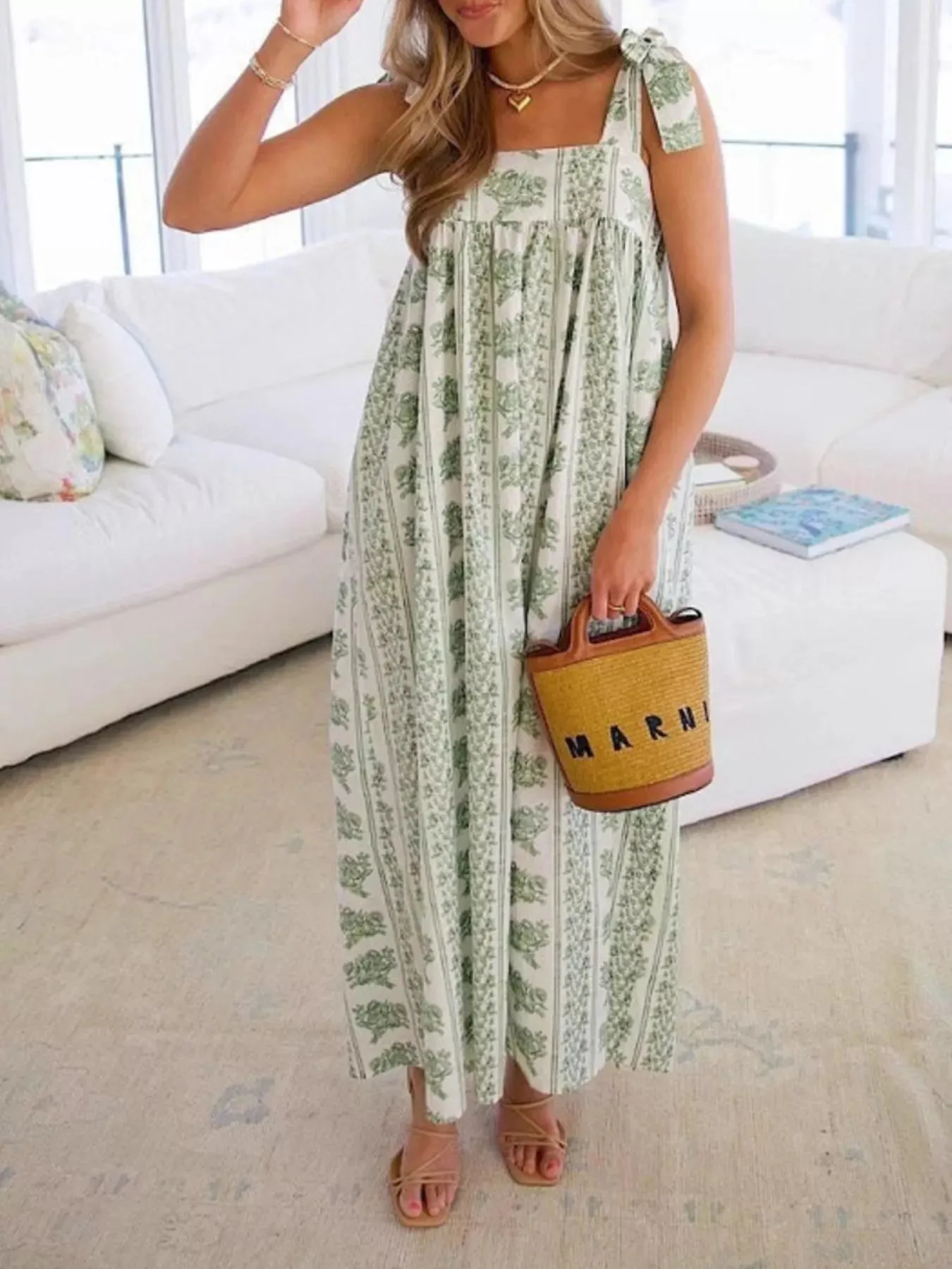 Elegant Floral Print Tie-Shoulder Dress sold by Charming Charlie product image thumbnail 4