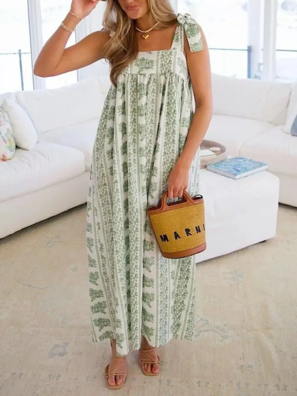 Elegant Floral Print Tie-Shoulder Dress sold by Charming Charlie