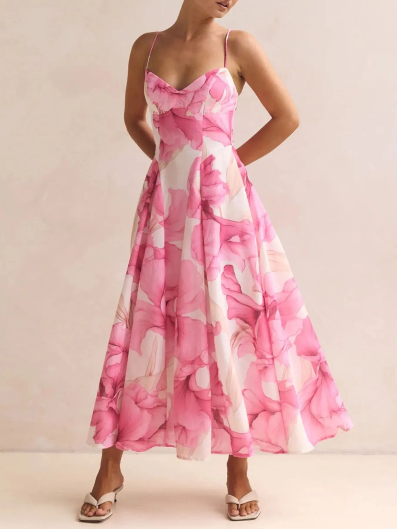 Floral Print Spaghetti Strap Midi Dress sold by Charming Charlie