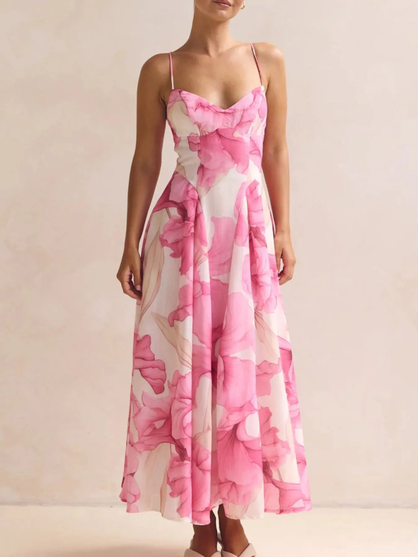 Floral Print Spaghetti Strap Midi Dress sold by Charming Charlie product image thumbnail 2