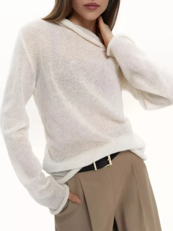 Mock Neck Long Sleeve Sweater made by Trendsi