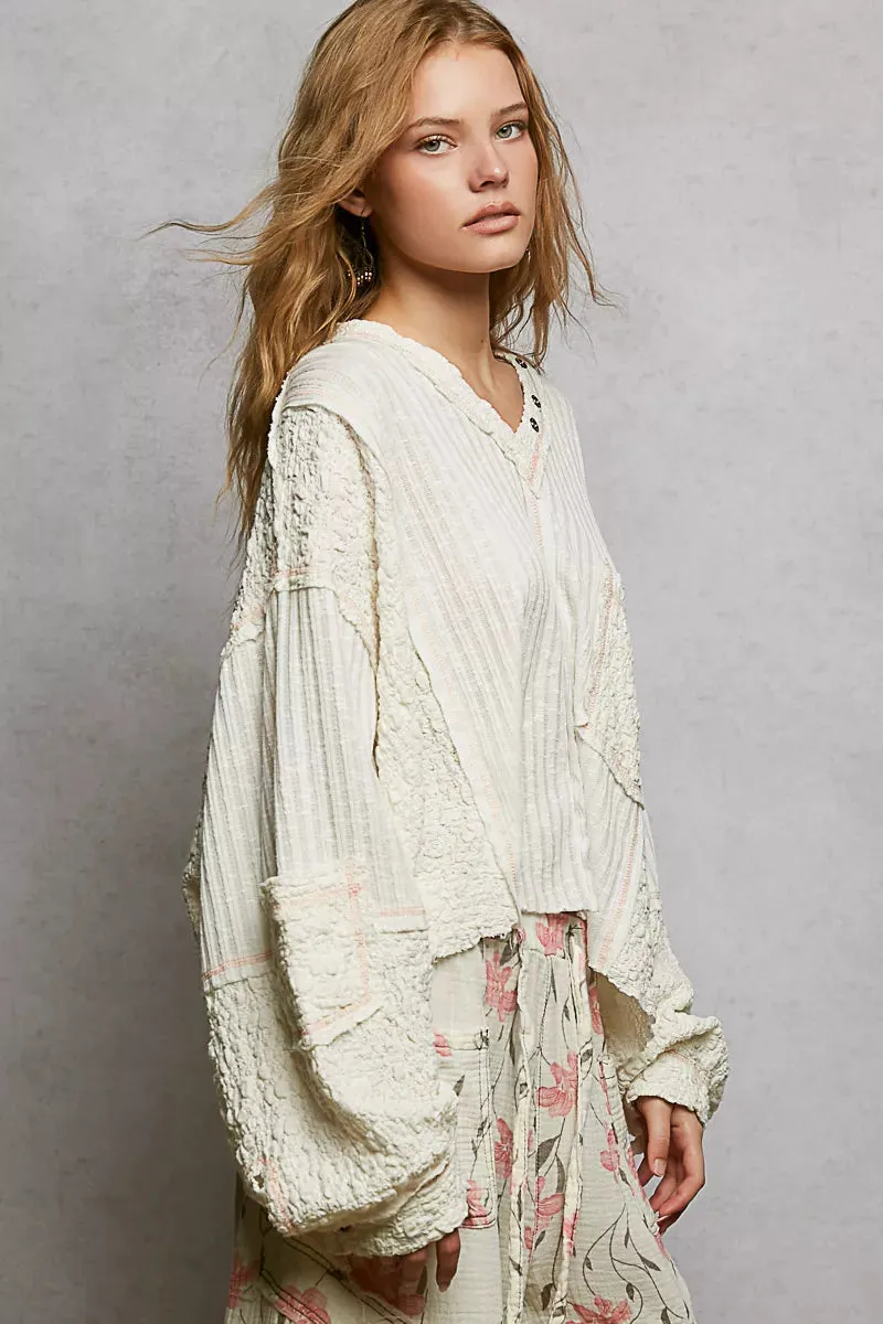 POL V-Neck Long Sleeve Top with Stitch Detail sold by Charming Charlie product image thumbnail 2