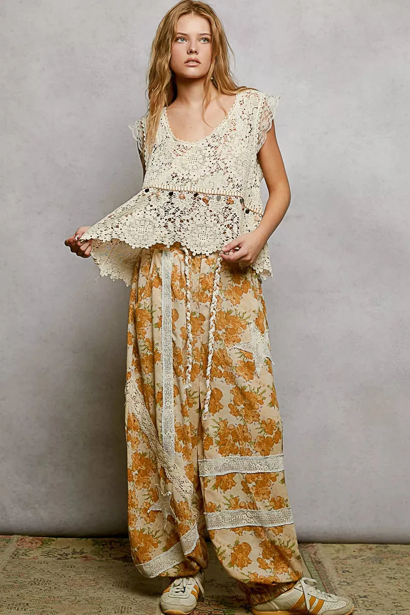 POL Lace Trim Openwork V-Neck Crochet Tank with Scalloped Edge sold by Charming Charlie product image thumbnail 5