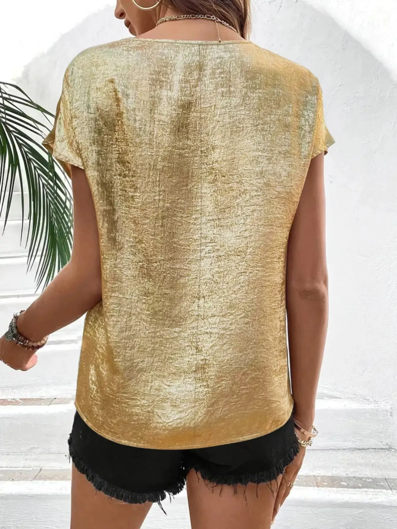 V-Neck Lace Trim Blouse sold by Charming Charlie product image thumbnail 5