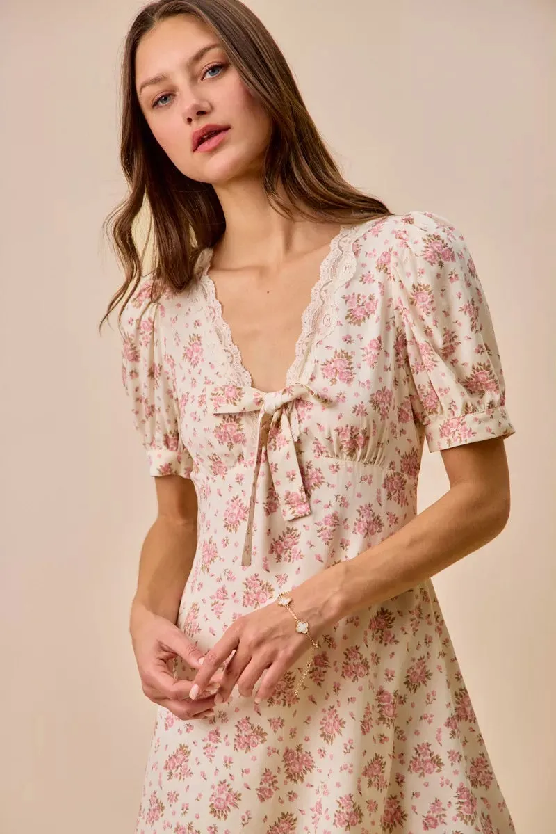 SO ME Floral Lace Trimed Short Sleeves Mini Dress sold by Charming Charlie product image thumbnail 5
