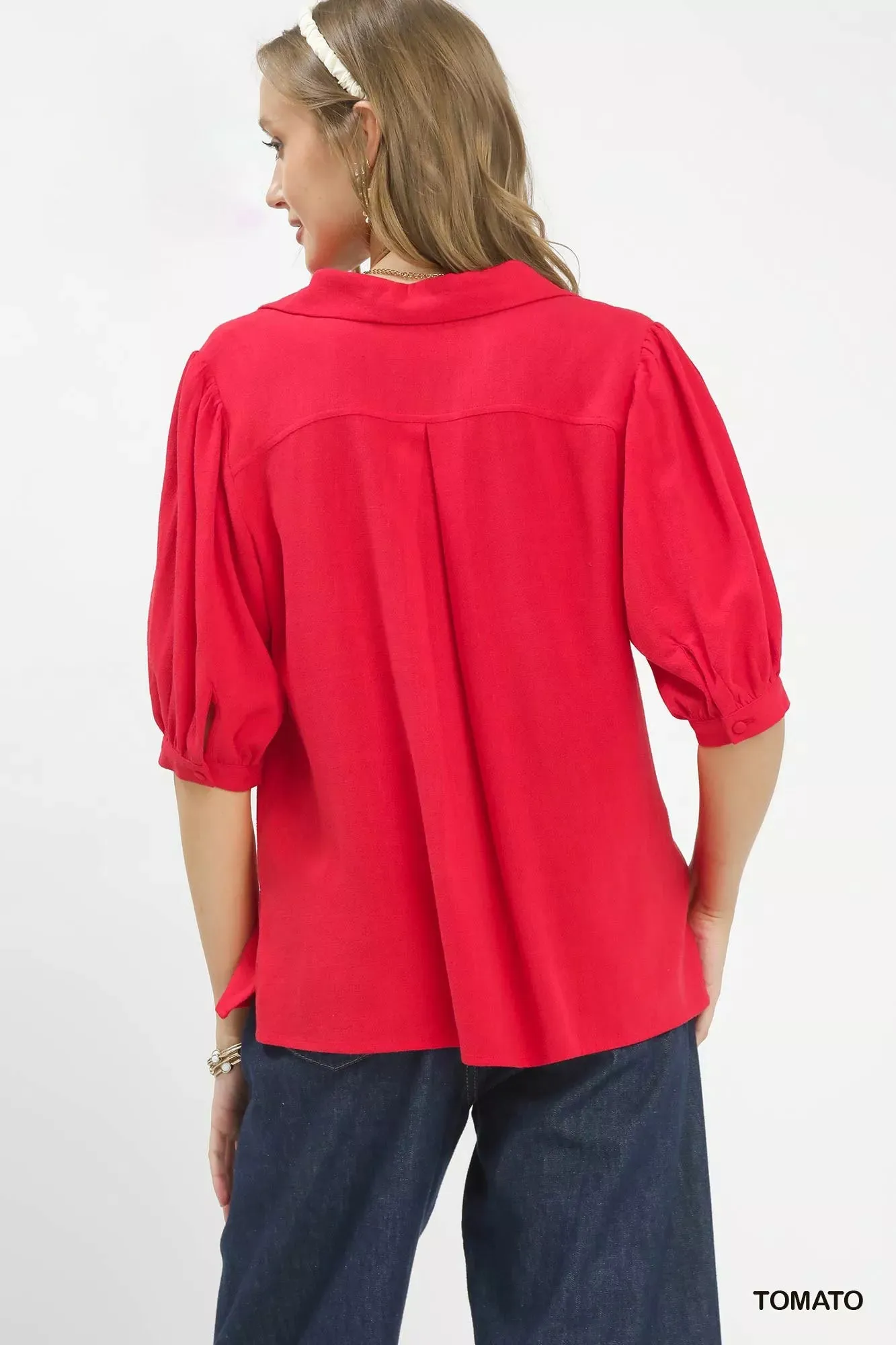 Umgee Mixed Media V-Neck Print Blouse sold by Charming Charlie product image thumbnail 3