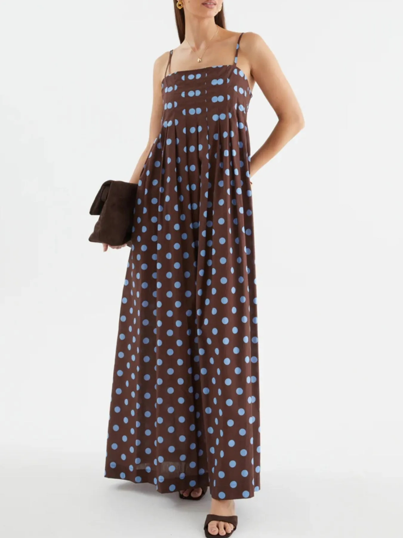 Polka Dot Pleated Detail Maxi Dress sold by Charming Charlie product image thumbnail 4