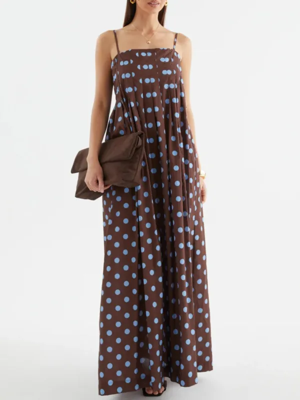 Polka Dot Pleated Detail Maxi Dress sold by Charming Charlie