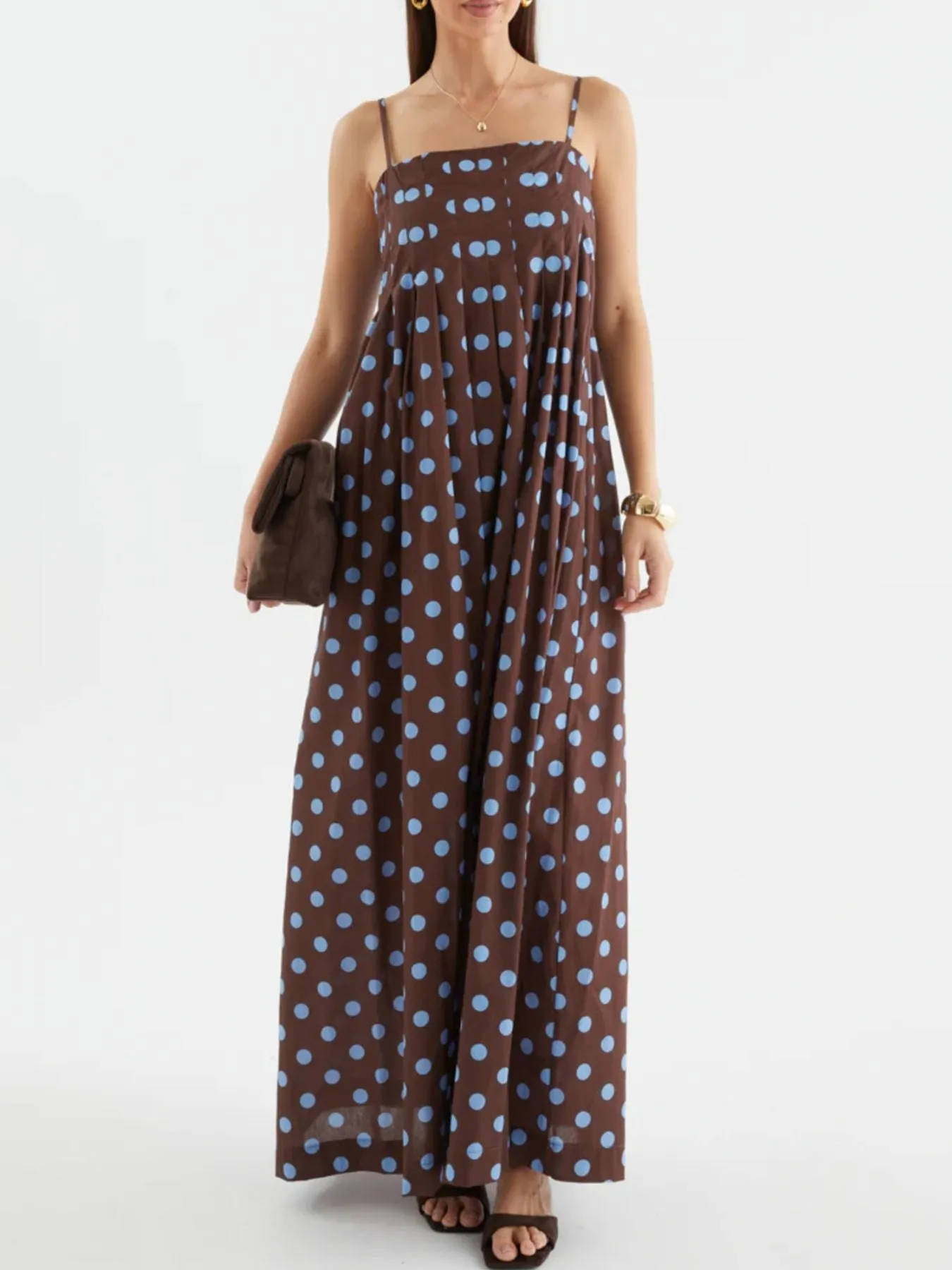 Polka Dot Pleated Detail Maxi Dress sold by Charming Charlie product image thumbnail 5