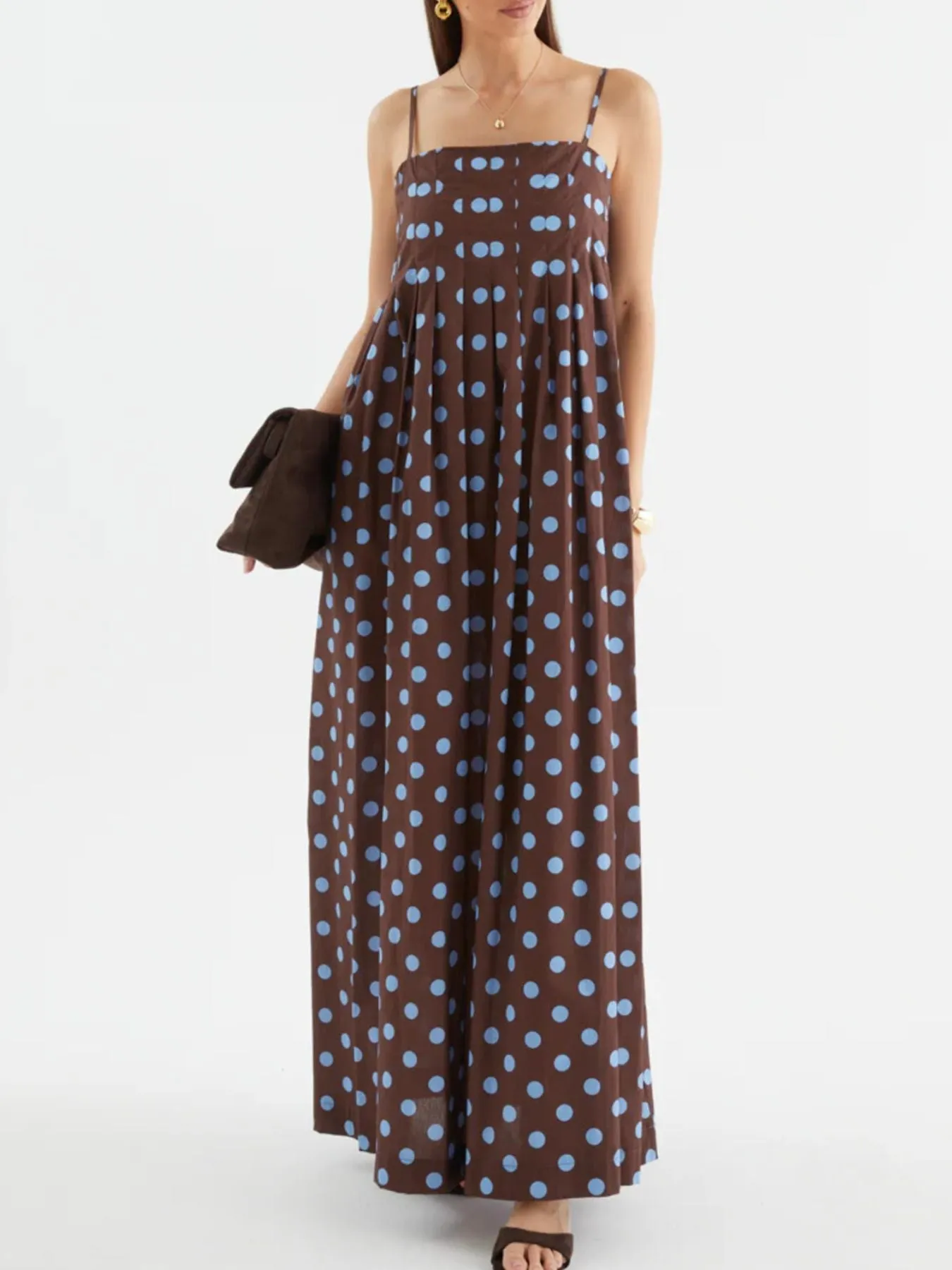 Polka Dot Pleated Detail Maxi Dress sold by Charming Charlie product image thumbnail 3