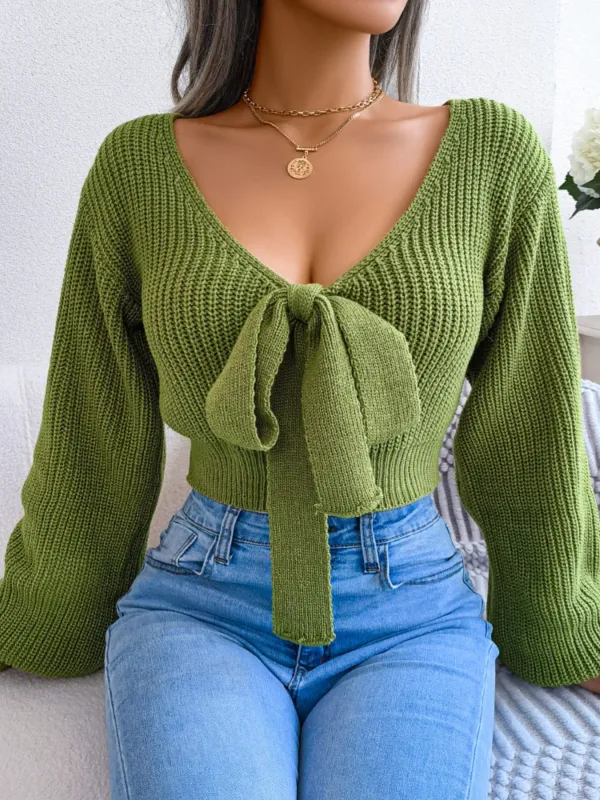 Tie-Front Cropped Sweater sold by Charming Charlie