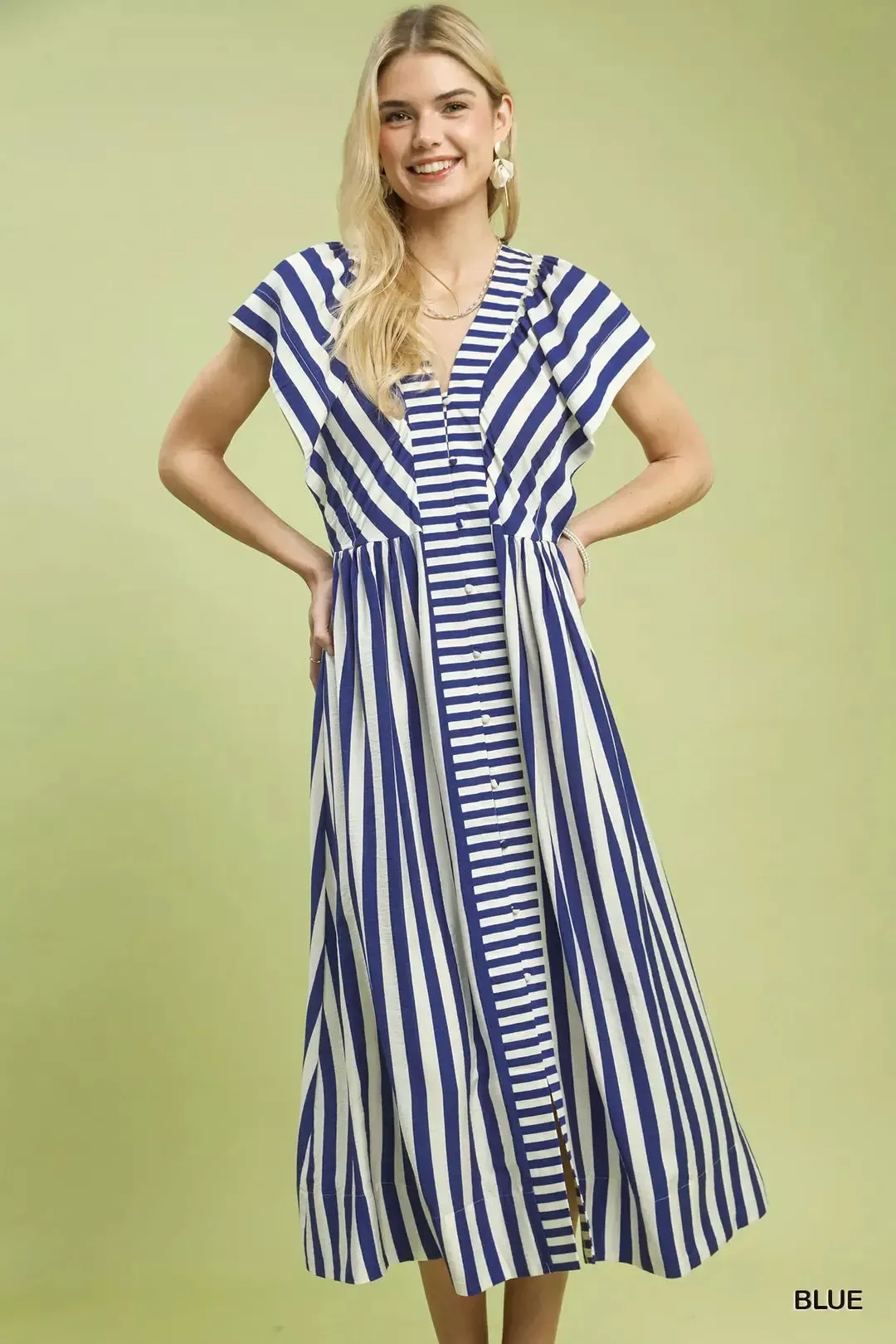 Umgee Striped Button-Front Midi Dress sold by Charming Charlie product image thumbnail 4