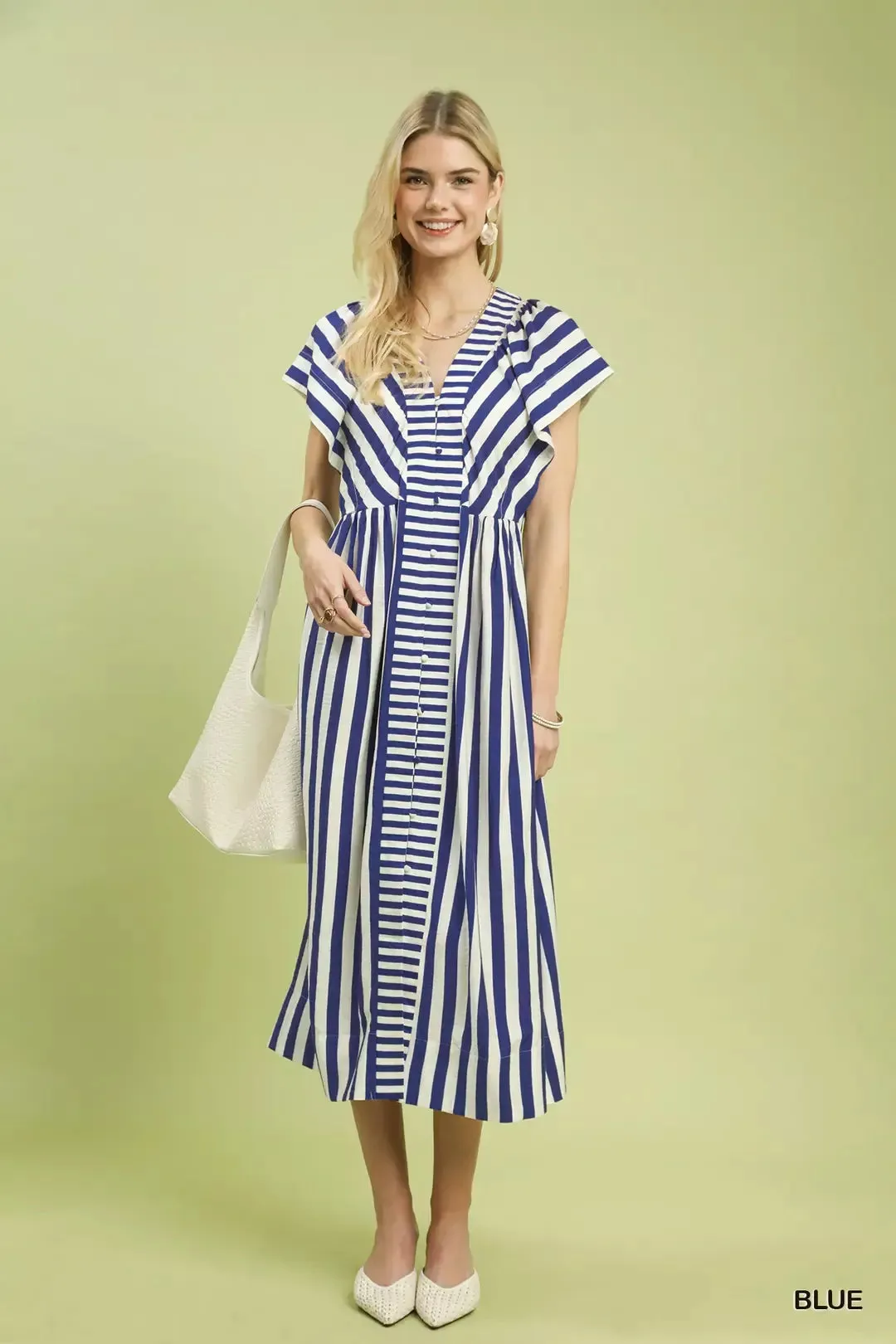 Umgee Striped Button-Front Midi Dress sold by Charming Charlie