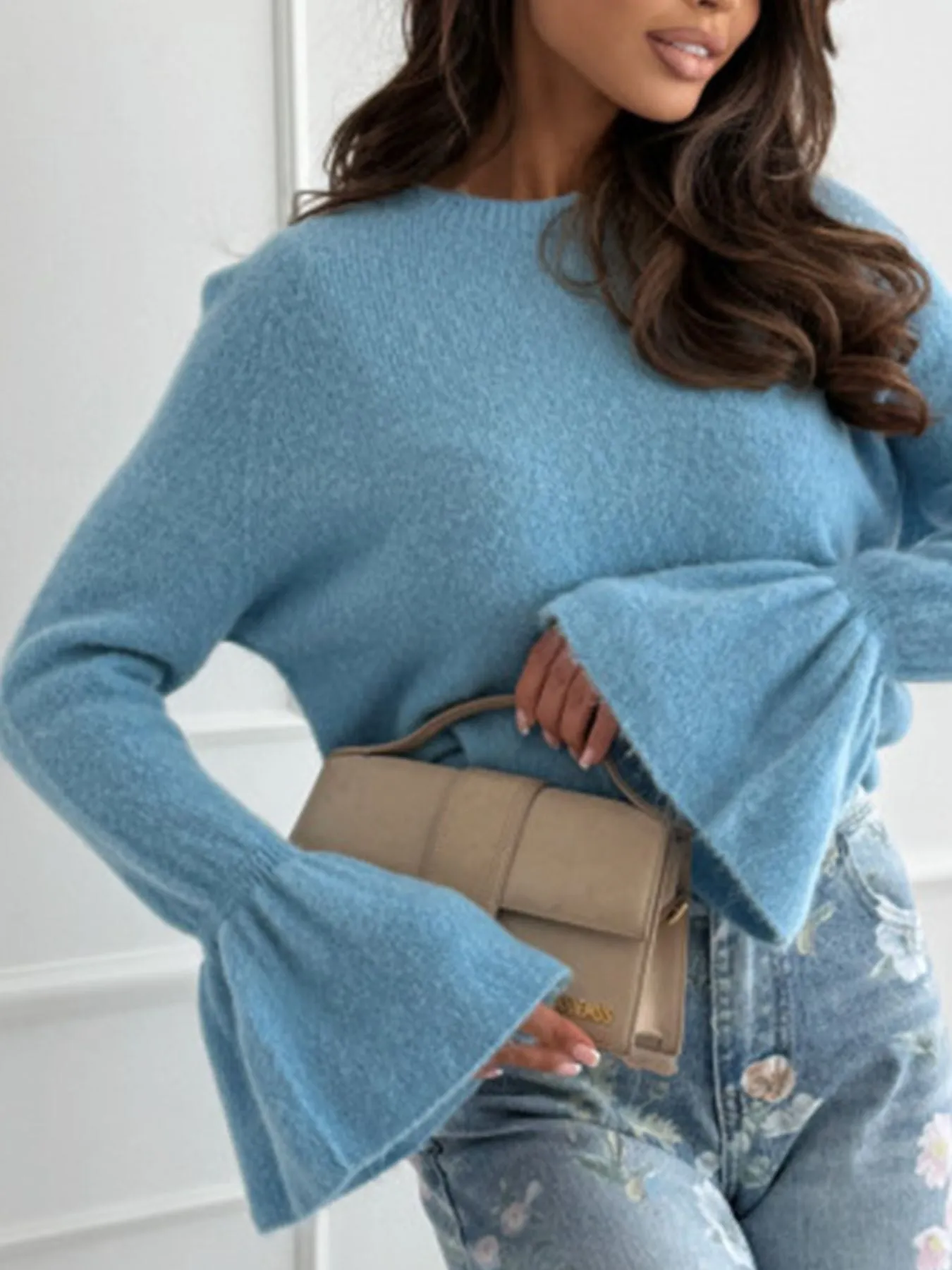 Round Neck Flounce Sleeve Sweater sold by Charming Charlie product image thumbnail 5