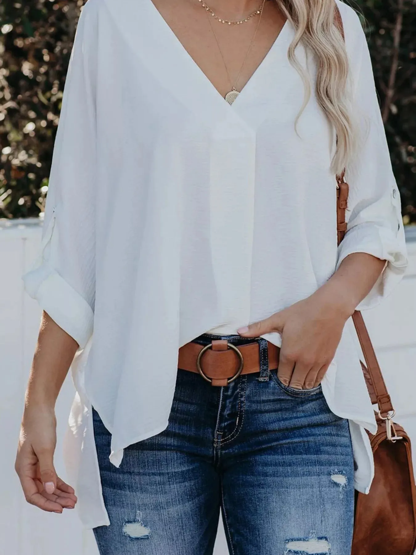 Elegant V-Neck Long Sleeve Blouse sold by Charming Charlie product image thumbnail 2