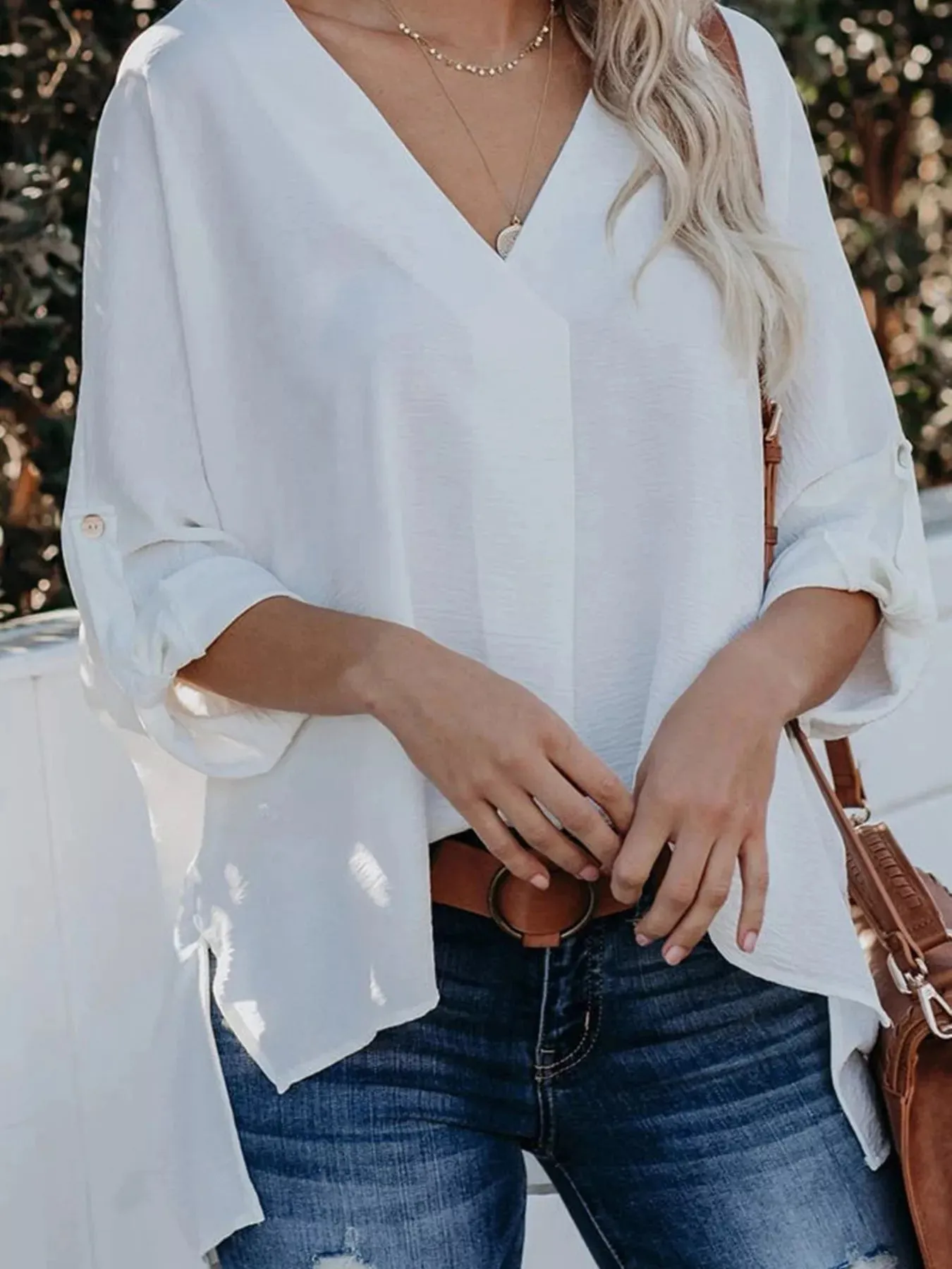 Elegant V-Neck Long Sleeve Blouse sold by Charming Charlie product image thumbnail 3
