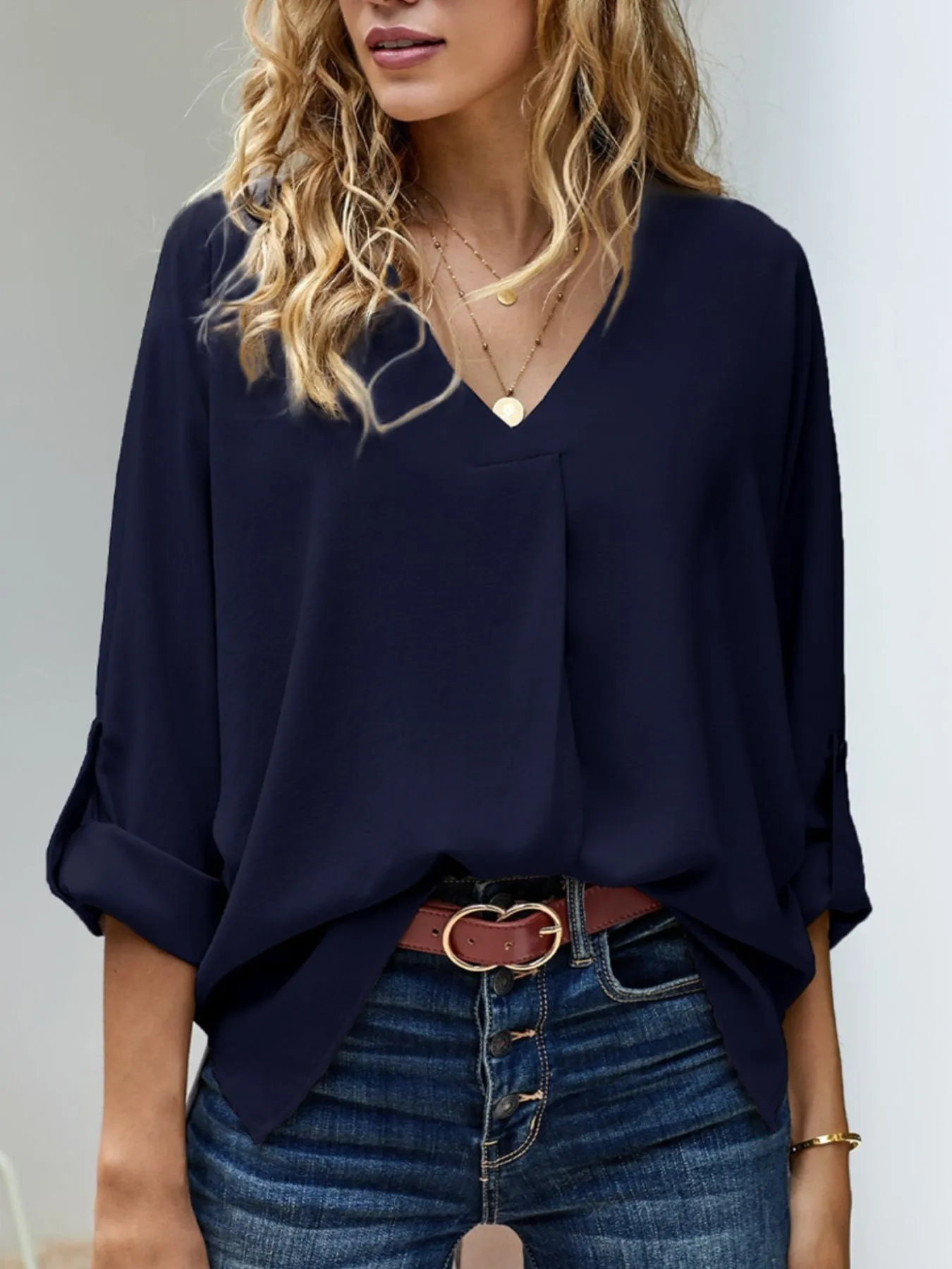 Elegant V-Neck Long Sleeve Blouse sold by Charming Charlie product image thumbnail 4