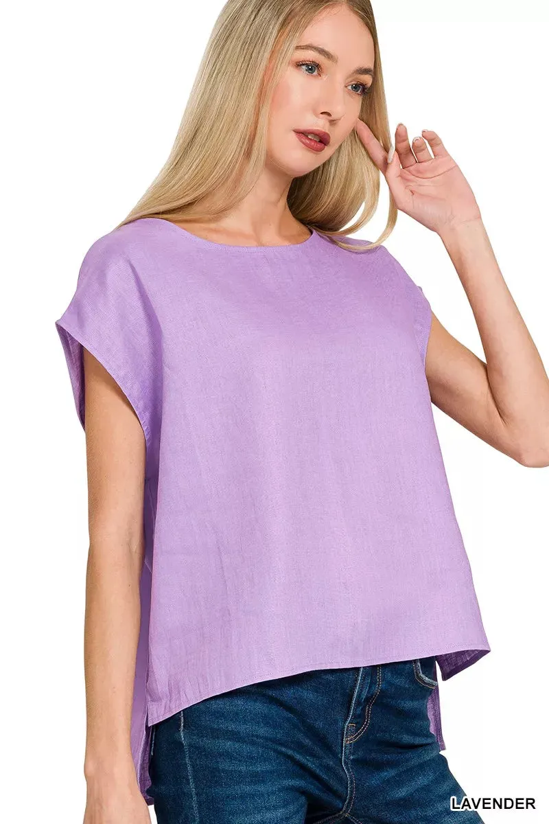 Zenana Linen Round Neck Cap Sleeve Top sold by Charming Charlie product image thumbnail 2