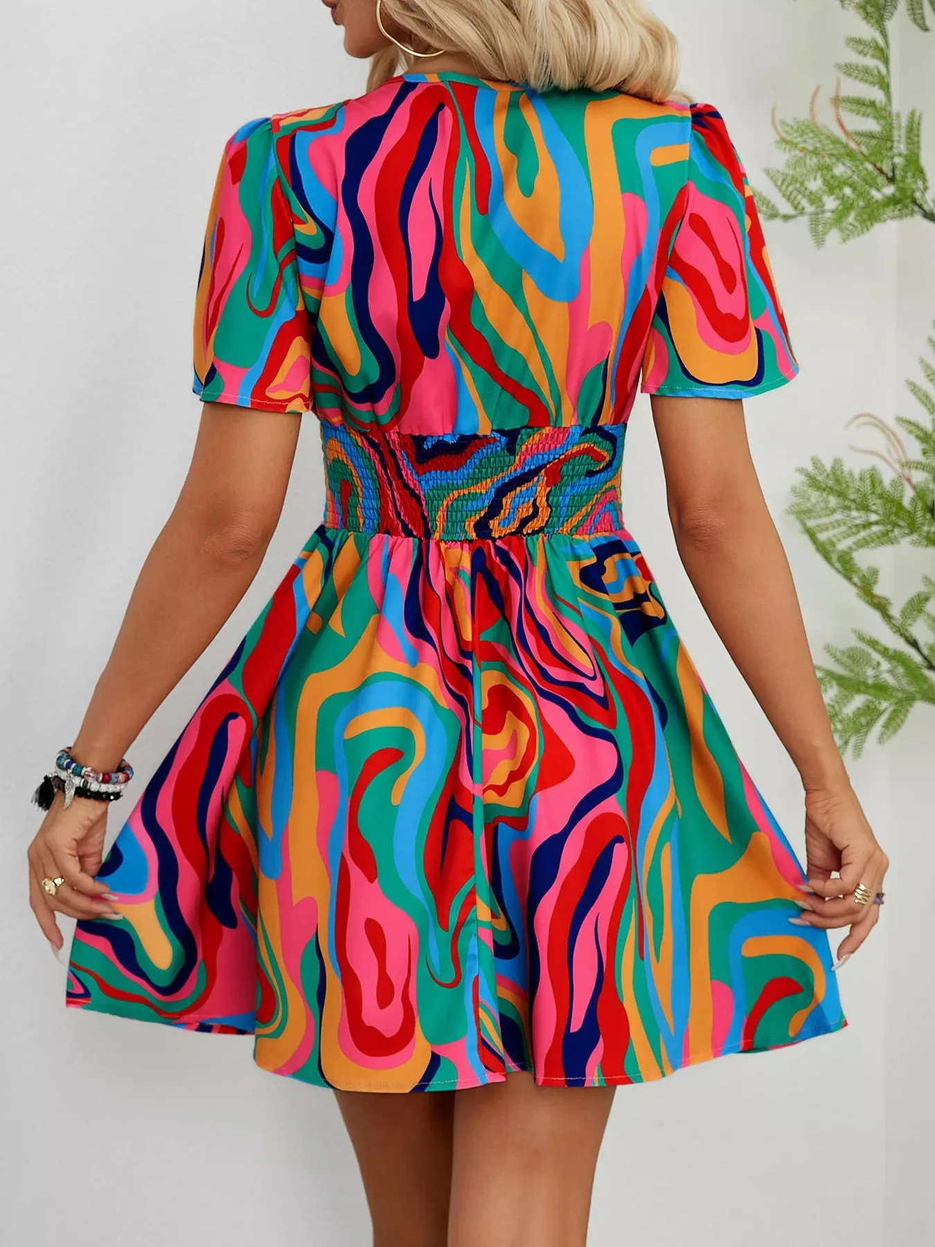Colorful Print Short Sleeve Mini Dress sold by Charming Charlie product image thumbnail 2