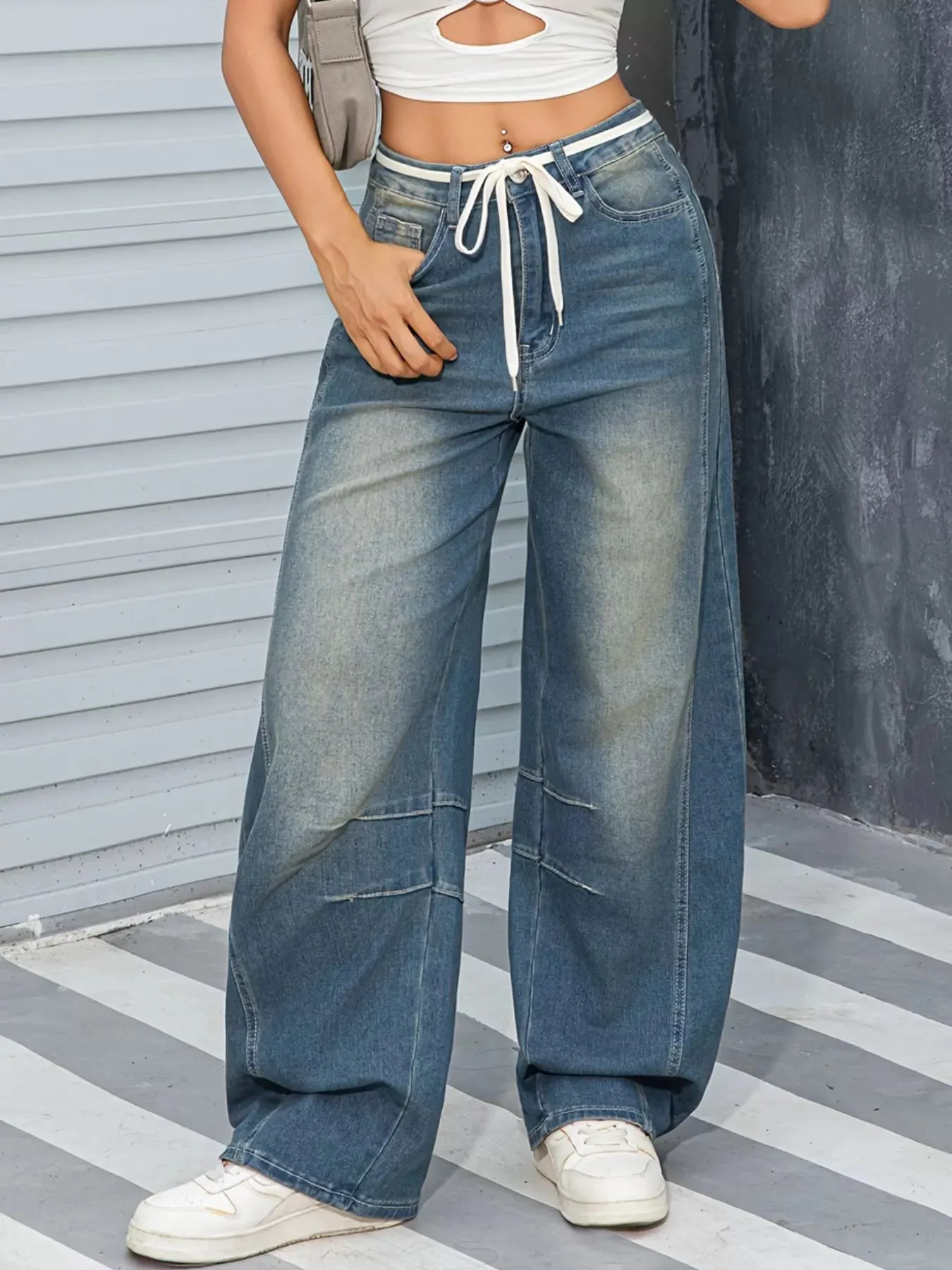 Vintage Wash Wide Leg Jeans sold by Charming Charlie