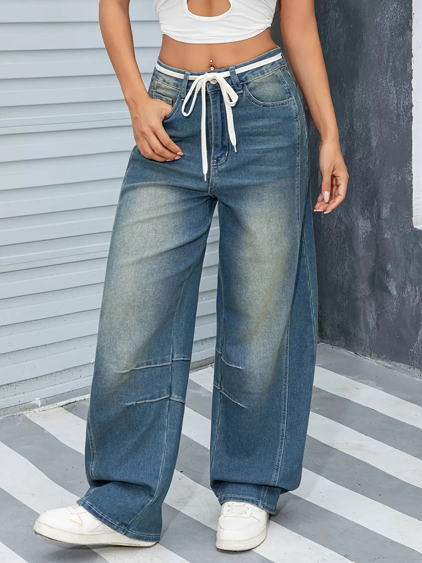 Vintage Wash Wide Leg Jeans sold by Charming Charlie product image thumbnail 2