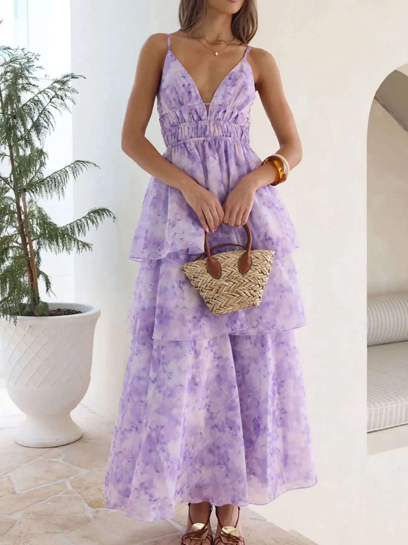 Tie-Dye Ruffled Layered Maxi Dress sold by Charming Charlie product image thumbnail 5